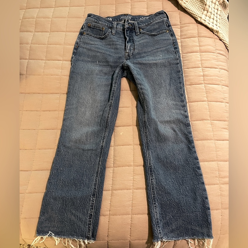 J Crew 9” Demi Boot cut. Frayed bottom. Size 26. NWOT.